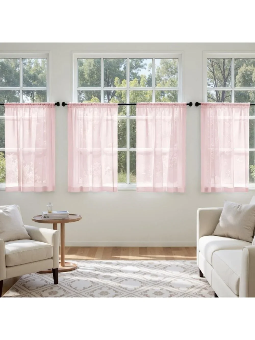 Blush Pink Sheer Curtains, 63